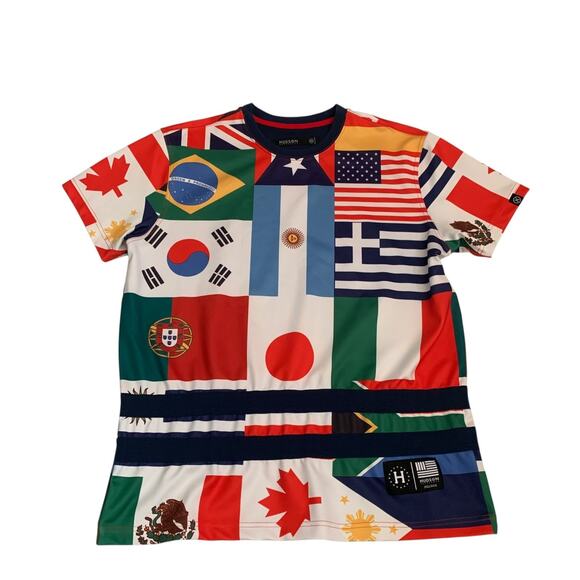 Hudson Outerwear Men's Size 2X Short Sleeve All Over World Flags T-Shirt - Picture 6 of 15